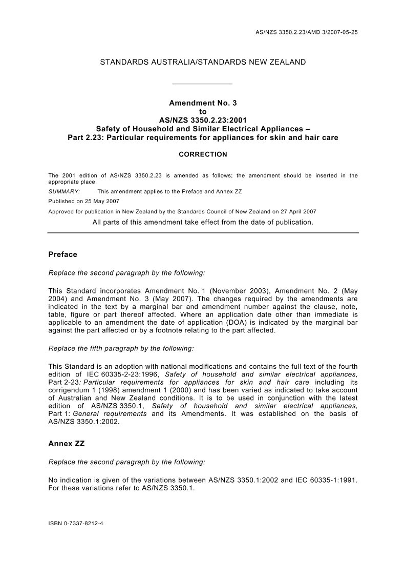 AS/NZS 3350.2.23-2001 AMDT 3