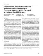 4292 (RP-864) — Experimental Results for Diffusion and Infiltration of Moisture in Concrete Masonry Walls Exposed to Hot and Humid Climates