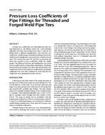 4309 (RP-968) — Pressure Loss Coefficients of Pipe Fittings for Threaded and Forged Weld Pipe Tees