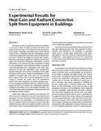 SE-99-01-4 (RP-1055) — Experimental Results for Heat Gain and Radiant/Convective Split from Equipment in Buildings