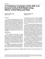 SE-99-21-5 — A Preliminary Evaluation of the DOE-2.1E Ground Vertical Well Model Using Maxey School Measured Data