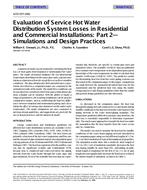 4250 (RP-696) — Evaluation of Service Hot Water Distribution System Losses in Residential and Commercial Installations: Part 2 – Simulations and Design Practices