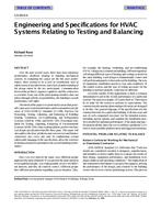 CH-99-09-4 — Engineering and Specifications for HVAC Systems Relating to Testing and Balancing