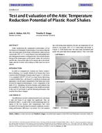 CH-99-11-5 — Test and Evaluation of the Attic Temperature Reduction Potential of Plastic Roof Shakes