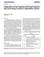 CH-99-13-1 — Integration of an Equation-Solving Program into an Energy Systems Laboratory Course