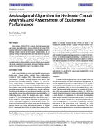 4267 — An Analytical Algorithm for Hydronic Circuit Analysis and Assessment of Equipment Performance