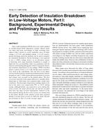 HI-02-11-1 (RP-1078) — Early Detection of Insulation Breakdown in Low-Voltage Motors,Part I: Background,Experimental Design, and Preliminary Results