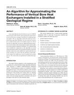 4568 (RP-1016) — An Algorithm for Approximating the Performance of Vertical Bore Heat Exchangers Installed in a Stratified Geological Regime