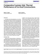 TO-98-17-3 — Comparative Summer Attic Thermal Performance of Six Roof Constructions