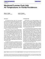 TO-98-20-2 — Monitored Summer Peak Attic Air Temperatures in Florida Residences
