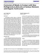 SF-98-16-3 (RP-887) — Corrosion of Metals in Contact with New Refrigerants/Lubricants at Various Moisture and Organic Acid Levels (same as 4111)