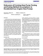 SF-98-19-1 (RP-780) — Relevance of Existing Heat Pump Testing and Rating Method Assumptions to Residential Gas Engine Heat Pumps