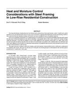 Heat and Moisture Control Considerations with Steel Framing in Low-Rise Residential Construction