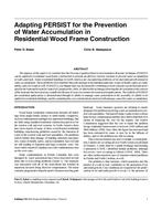 Adapting PERSIST for the Prevention of Water Accumulation in  Residential Wood Frame Construction