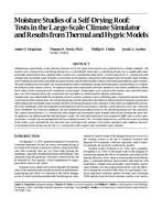 Moisture Studies of a Self-Drying Roof: Tests in the Large-Scale Climate Simulator and Results from Thermal and Hygric Models