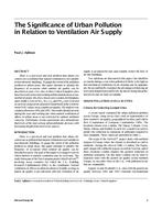 The Significance of Urban Pollution in Relation to Ventilation Air Supply