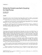 HI-85-02-1 — Sizing the Closed-Loop Earth Coupling for Heat Pumps