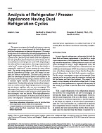 4384 — Analysis of Refrigerator / Freezer Appliances Having Dual Refrigeration Cycles