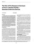 VA-89-14-4 — The Role of Fire Dampers in the Event of Fire in a Nuclear Facility–Selection Criteria for Devices