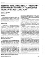 CH-95-06-1 — History Repeating Itself – "Modern" Innovations in HVAC and R Technology that Appeared Long Ago