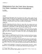 HI-85-33-1 — Observations from the Field: Solar Domestic Hot Water Installation Recommendations