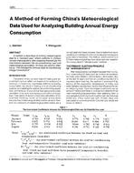 3281 — A Method of Forming ChinaÃ¢Â€Â™s Meteorological Data Used for Analyzing Building Annual Energy Consumption