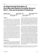 4757 – An Experimental Evaluation of Duct-Mounted Relative Humidity Sensors Part 1, Test and Evaluation Procedures