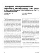 4691 -Ã¢Â€Â“ Development and Implementation of HVAC-KBCD: A Knowledge-Based Expert System for Conceptual Design of HVAC&R SystemsÃ¢Â€Â”Part 1: General Framework (same as AN-04-03-4)