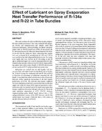 3974 — Effect of Lubricant on Spray Evaporation Heat Transfer Performance of R-134a and R-22 in Tube Bundles