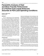 3967 — Parametric Analysis of Heat and Mass Transfer Performance of a Packed-Type Liquid Desiccant Absorber at Part-Load Operating Conditions