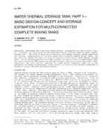 3167 — Water Thermal Storage Tank: Part 1 Ã¢Â€Â” Basic Design Concept and Storage Estimation for Multi-Connected Complete Mixing Tanks