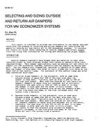 DA-88-18-1 — Selecting and Sizing Outside and Return Air Dampers for VAV Economizer Systems