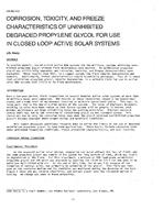 DA-88-14-2 — Corrosion, Toxicity, and Freeze Characteristics of Uninhibited Degraded Propylene Glycol for use in Closed Loop Active Solar Systems