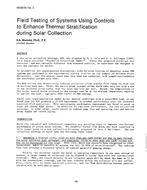 HI-85-04-3 — Field Testing of Systems Using Controls to Enhance Thermal Stratification during Solar Collection