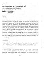 3138 — Performance of Sunspaces in Northern Climates