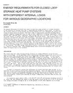 DA-88-22-1 — Energy Requirements for Closed Loop Storage Heat Pump Systems with Different Internal Loads for Various Geographic Locations