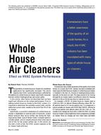 Whole House Air Cleaners: Effect on HVAC System Performance