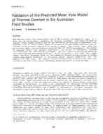 HI-85-09-2 — Validation of the Predicted Mean Vote Model of Thermal Comfort in Six Australian Field Studies