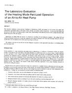 HI-85-10-2 — The Laboratory Evaluation of the Heating Mode Part-Load Operation of an Air-to-Air Heat Pump