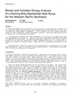 HI-85-10-4 — Design and Available Energy Analysis of a Heating-Only Residential Heat Pump for the Western Pacific Northwest