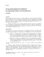 2907 — A Humidity Detection Method for Use with a Room Air Conditioner