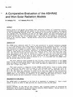 2919 — A Comparitive Evaluation of the ASHRAE and WON Solar Radiation Models