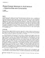 HI-85-38-3 — Phase-Change Materials in Architecture Ã¢Â€Â” Opportunities and Constraints