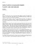 NT-87-01-2 — HEPA Filters in Nuclear Power Plants: Use and Misuse