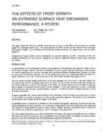 3070 — The Effects of Frost Growth on Extended Surface Heat Exchanger Performance: A Review