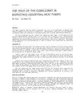 NY-87-04-3 — The Role of the Consultant in Marketing Industrial Heat Pumps