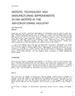 NY-87-10-5 — Motors: Technology and Manufacturing Improvements in Fan Motors in the Air-Conditioning Industry