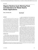 OR-10-055 — Organic Rankine Cycle Working Fluid Considerations for Waste Heat to Power Applications