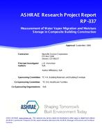 RP-337 — Measurement of Water Vapor Migration and Moisture Storage in Composite Building Constructions