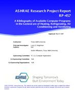 RP-457 — Update of the Bibliography on Available Computer Programs in the General Area of Heating, Refrigeration, Air Conditioning and Ventilation